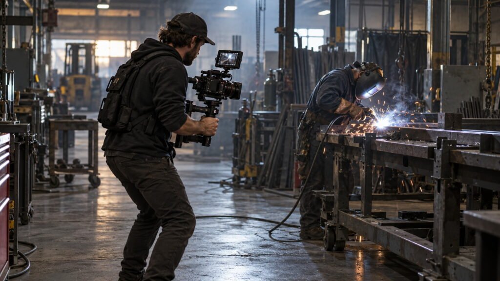 videograaf filmt bedrijfsfilm op locatie